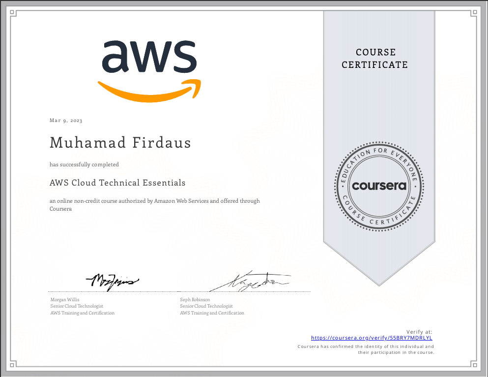 Coursera AWS DevOps 1 Certificate