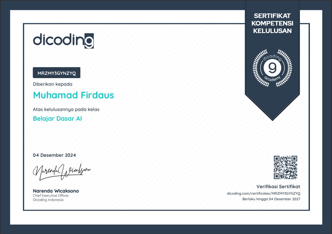 Dicoding AI Certificate