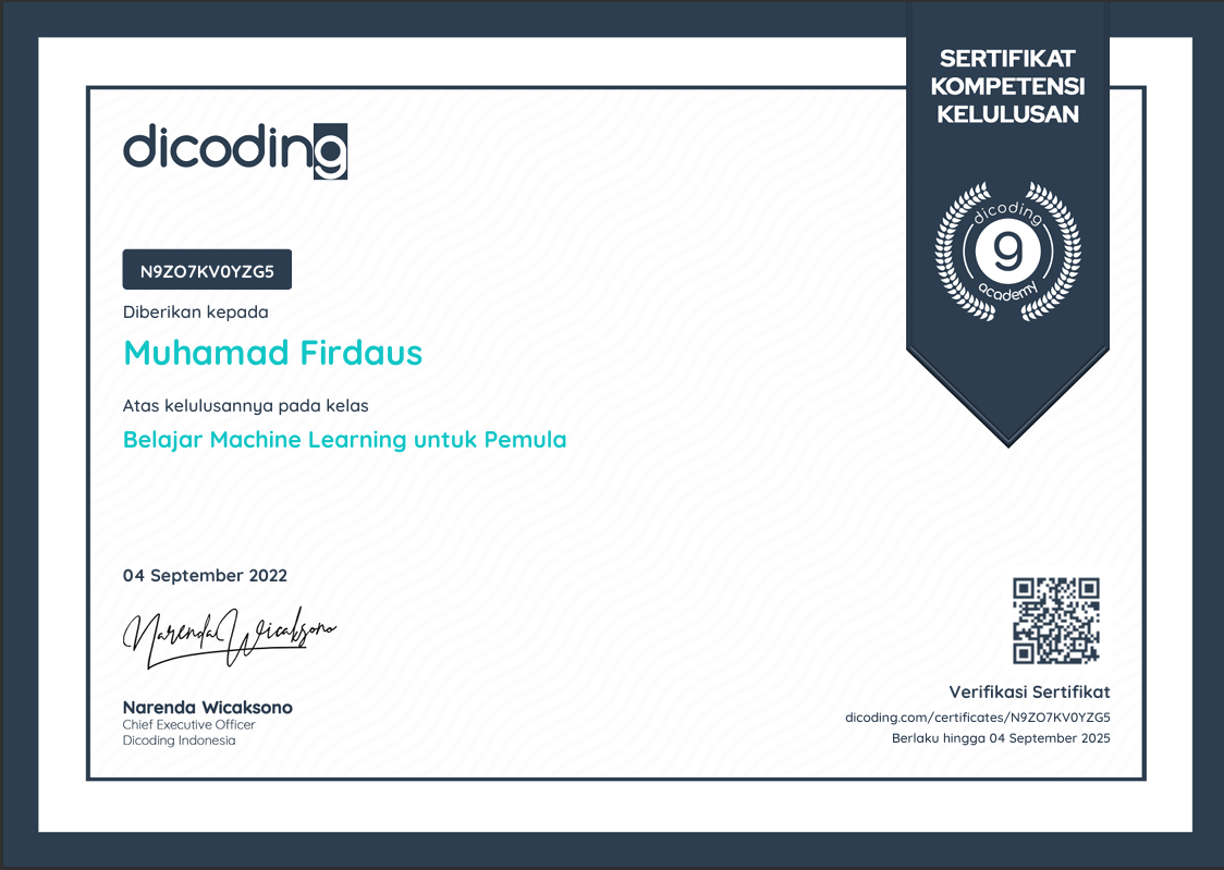 Dicoding ML Basic Certificate