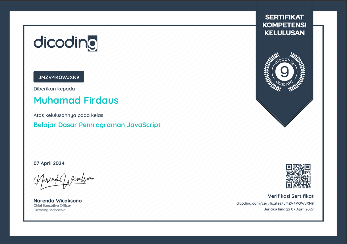 Dicoding JS Basic Certificate