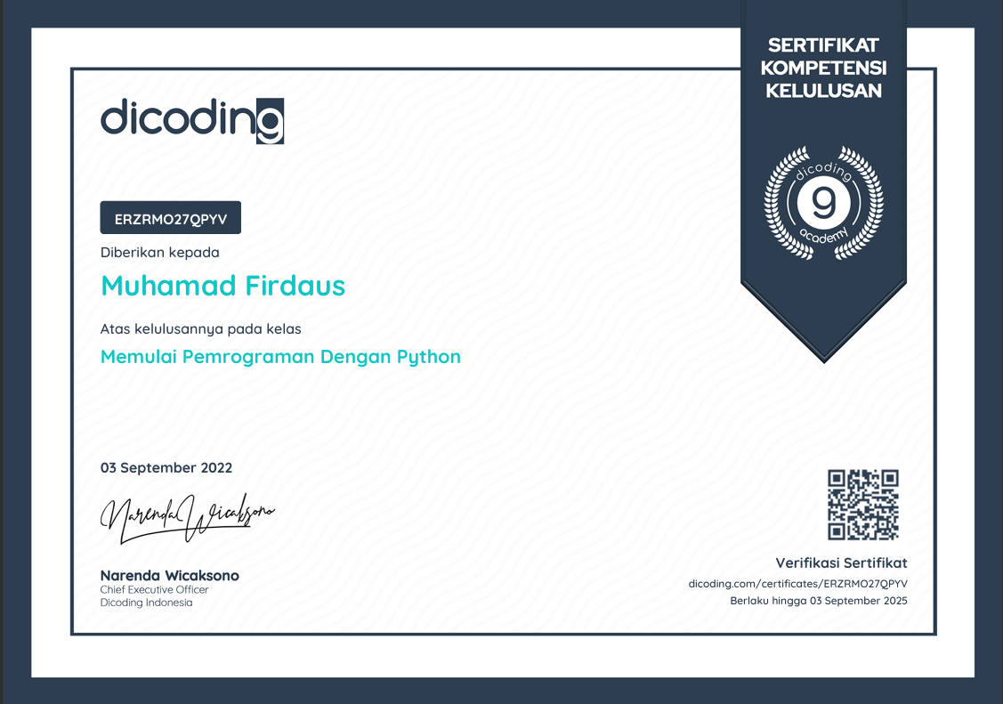 Dicoding Python Basic Certificate