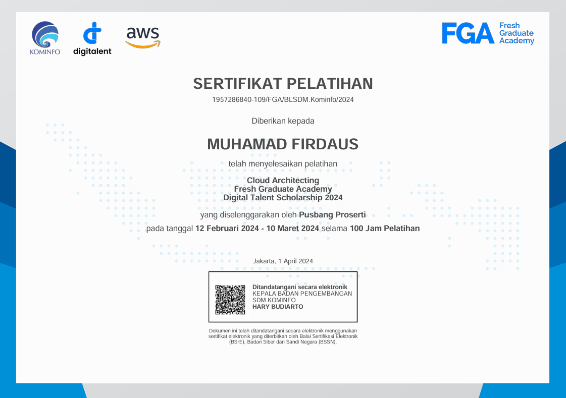 Digitalent AWS Architect Certificate